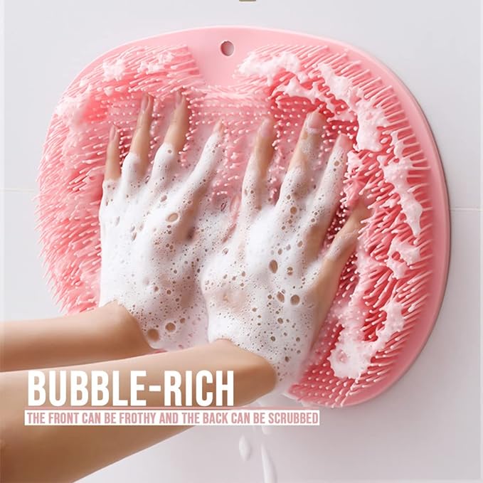 Shower Foot & Back Scrubber Mat, Wall Stick Suction Silicone Scrubber (Random color)
