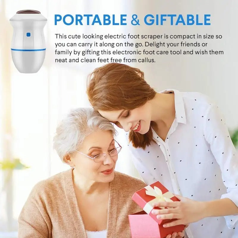 Black Callus Remover with Built-In Vacuum for Dead Skin, Cracked Heels & Calluses, Rechargeable