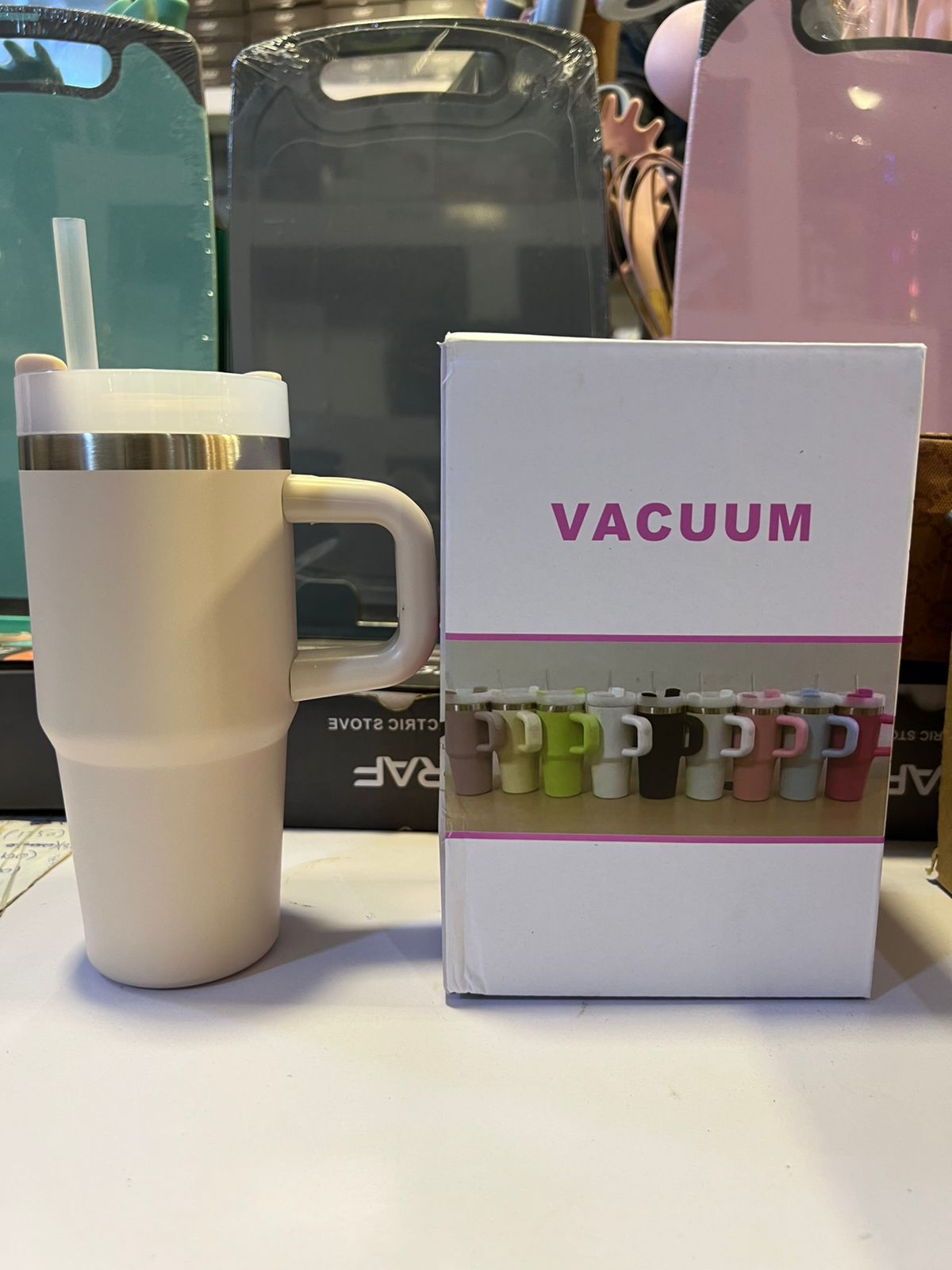 Mini Insulated Tumbler with Handle – with Straw Lid (Hot & Cold) (480ml)