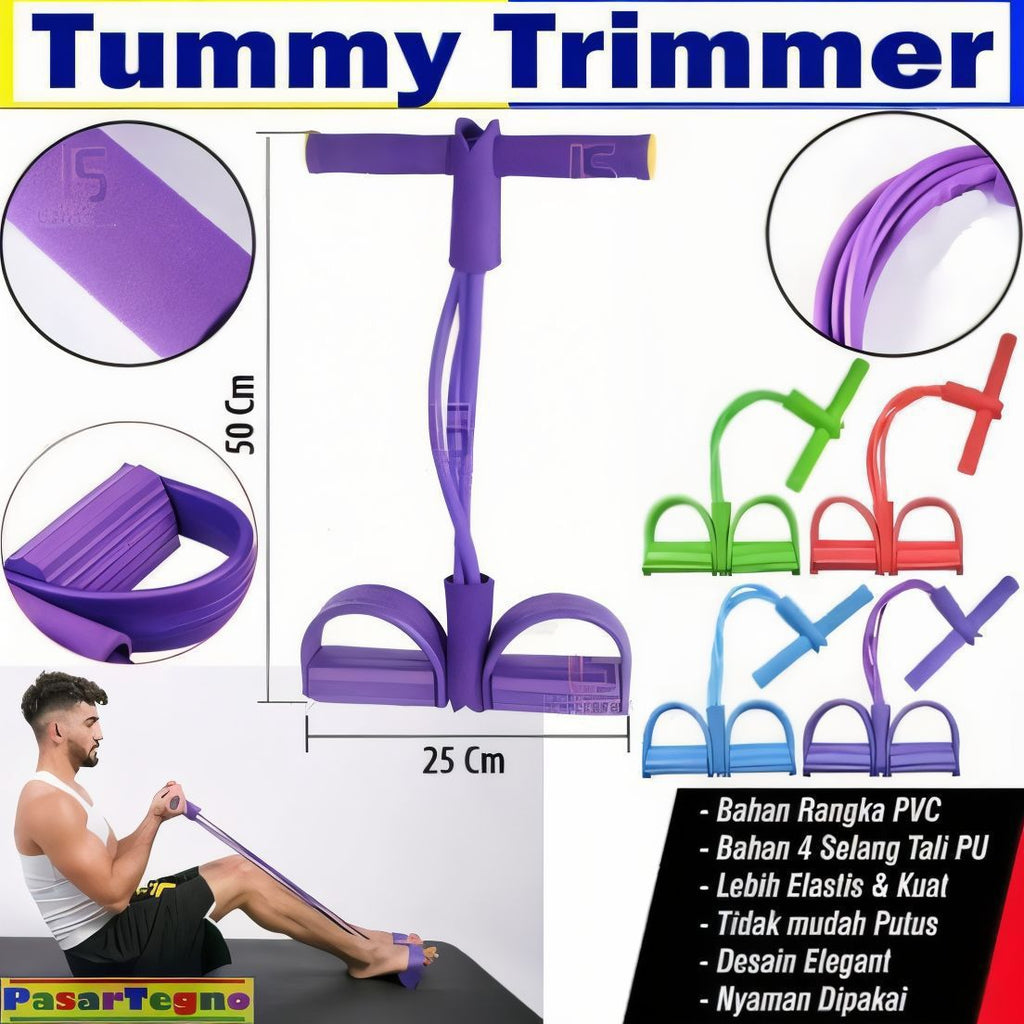 Foot Pedal Resistance Band - Elastic Pull Ropes Tummy Trimmer (Random Colors)