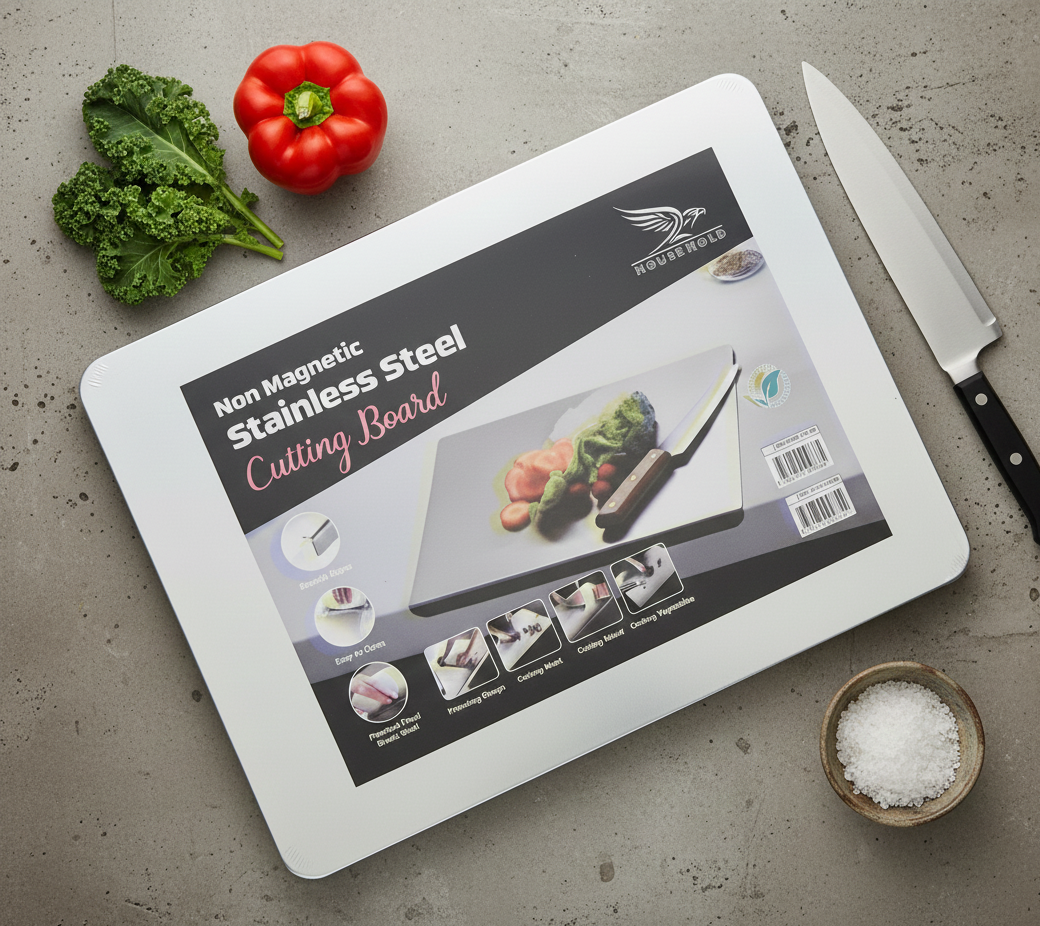 Marble Cutting Board Slab with Pure Stainless Steel Fitting – Non-Magnetic