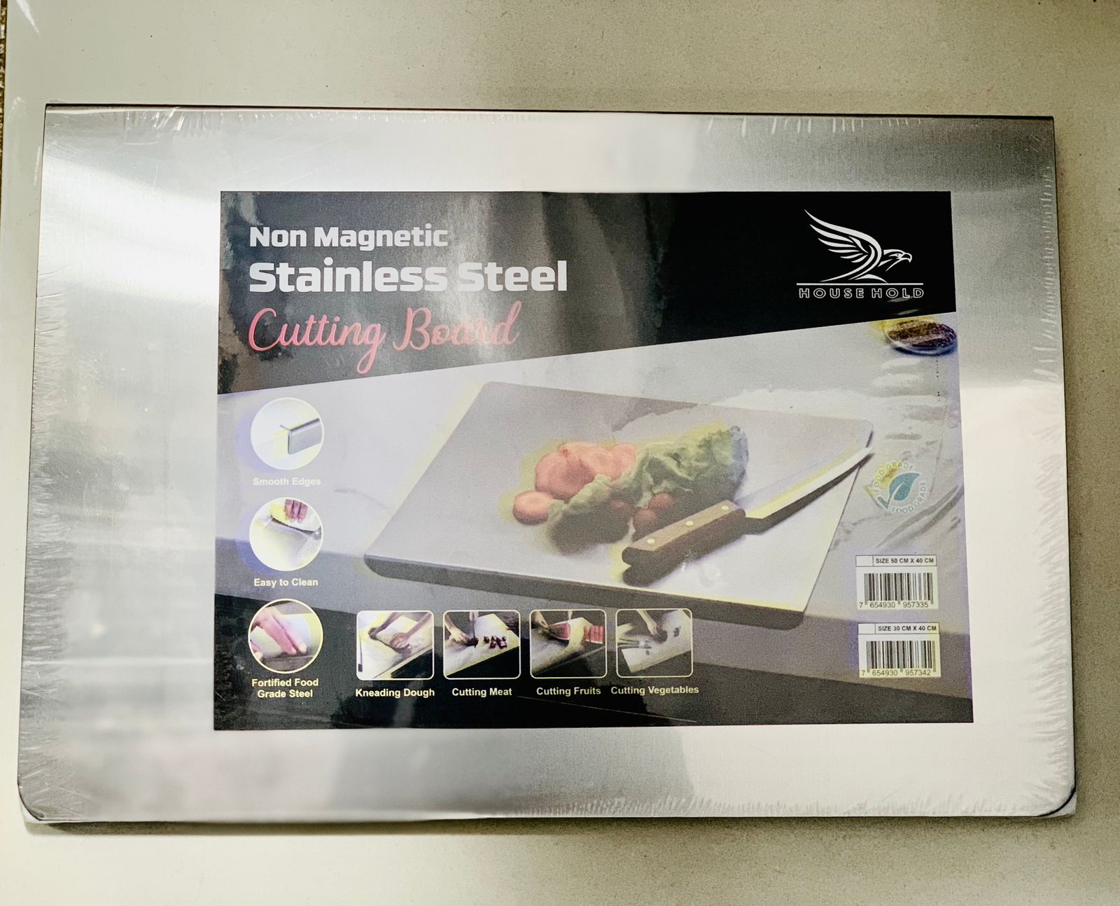 Marble Cutting Board Slab with Pure Stainless Steel Fitting – Non-Magnetic